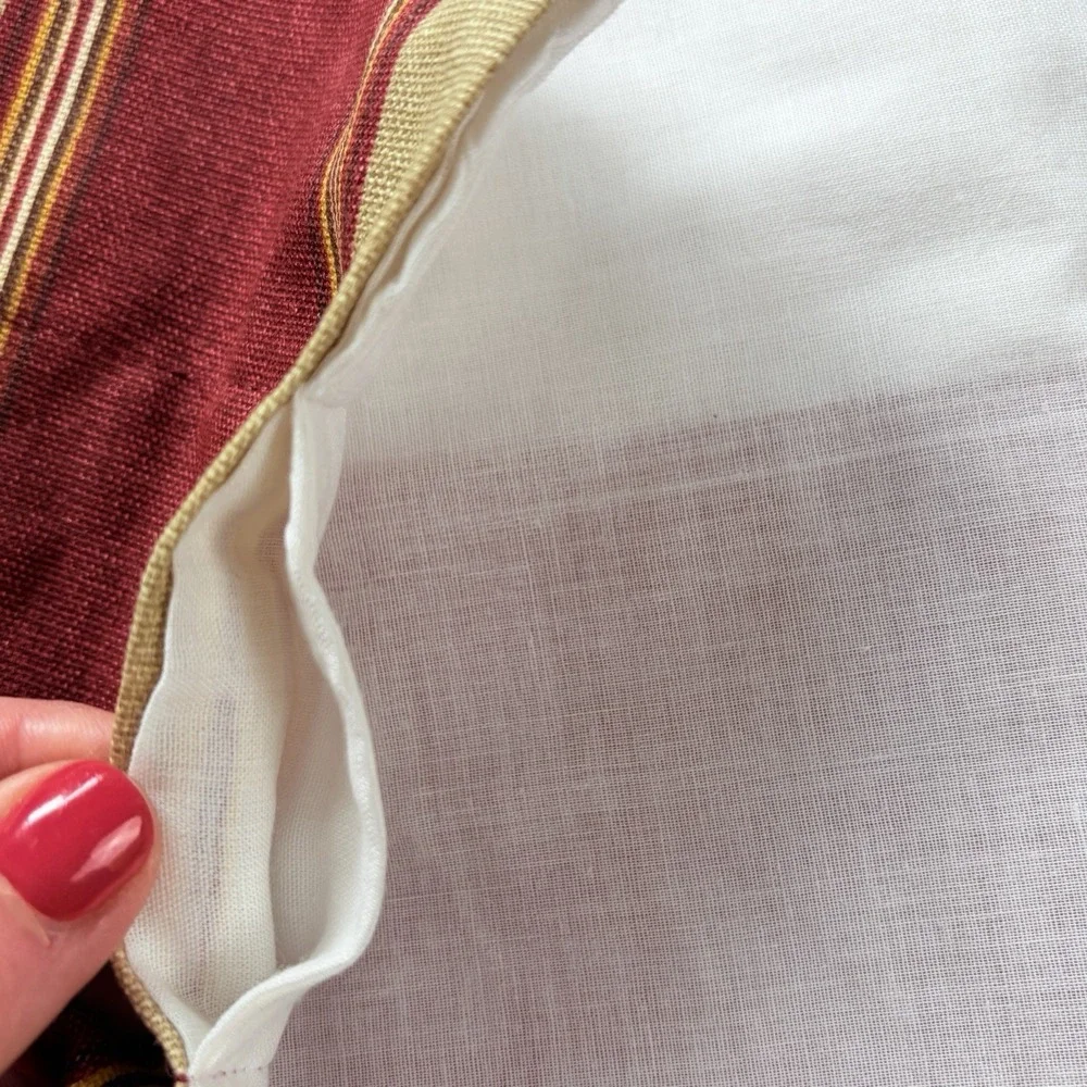 Custom Window Valance Red Gold Stripe 78 x 18 Lined Button Accent